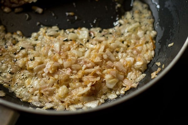 sautéing chopped onions for veg kolhapuri 