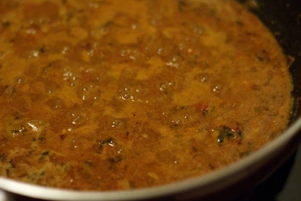 simmering the veg kolhapuri 