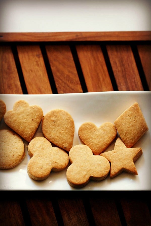 butter cookies placed on a white tray