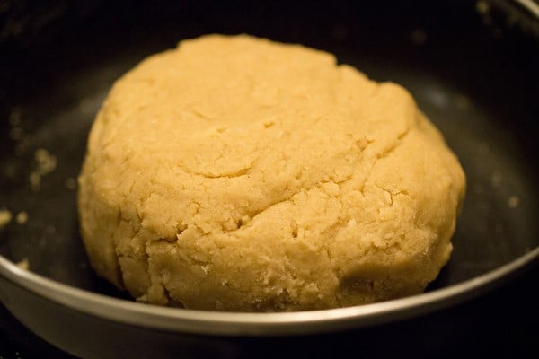 mound of dough in a deep pan