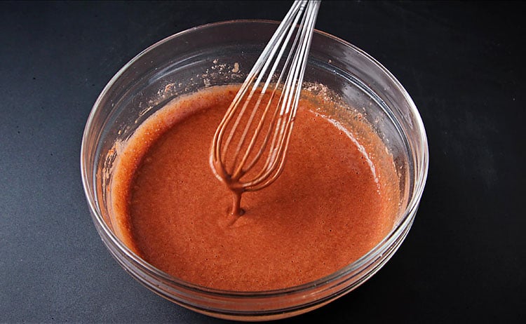 whisked to a smooth vegan chocolate cake batter