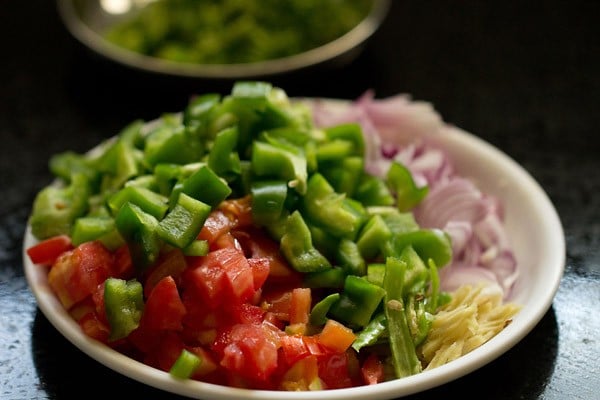 chopped vegetables on a plate