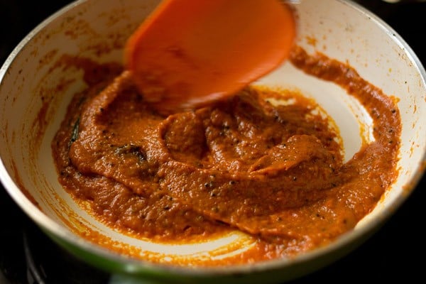 tomato paste mixed well with the tempering. 