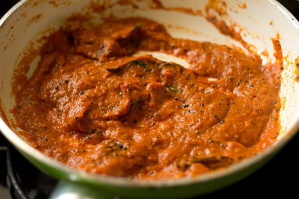 sautéing the tempered tomato mixture. 