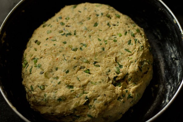 dough to make mix vegetable paratha in a bowl