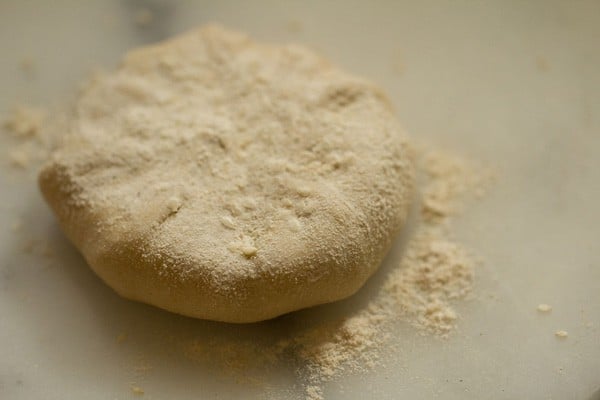 some more whole wheat flour on stuffed dough ball