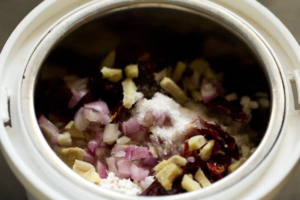 salt and water added to grinder jar. 