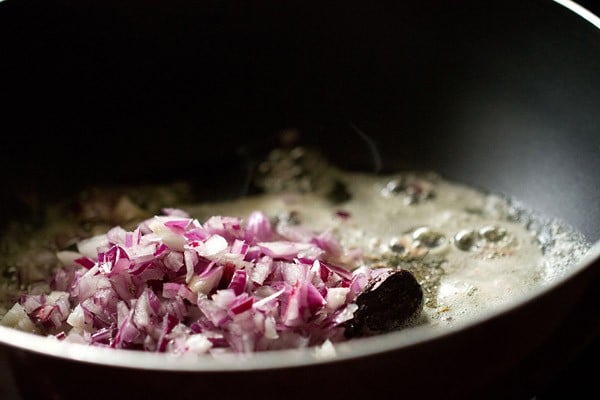 finely chopped onions added in the pan.