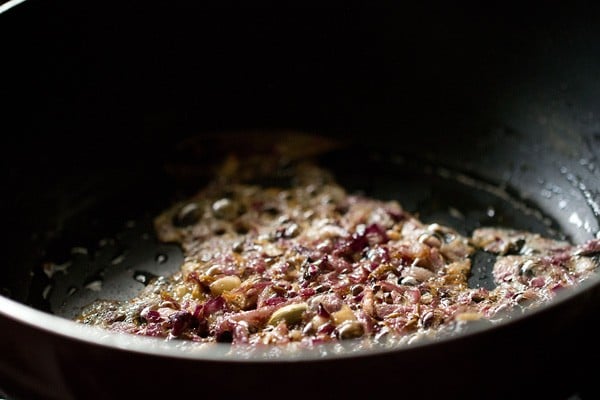 sautéing onions till light golden. 