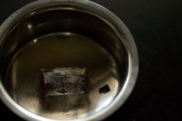 hot charcoal kept in a small steel bowl.