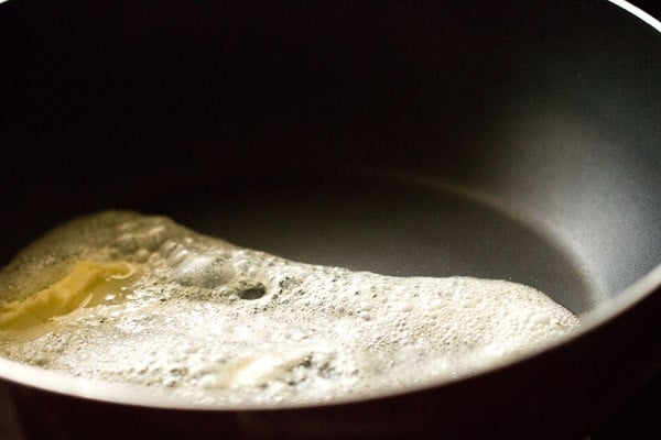 melting butter in a frying pan. 