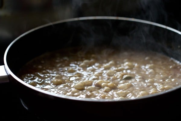 Kerala kadala curry in a pan on the stove
