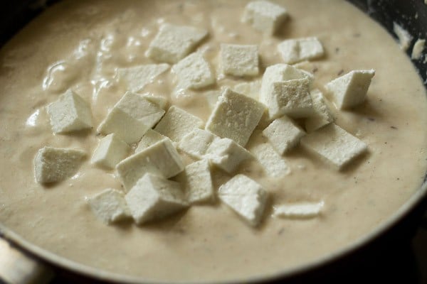 adding paneer to korma gravy