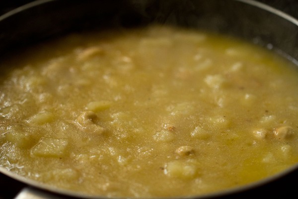 simmering pineapple kesari. 