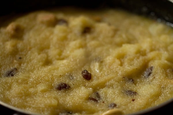 raisins added to pineapple kesari. 