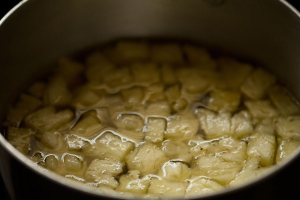 cooking pineapple-water mixture. 