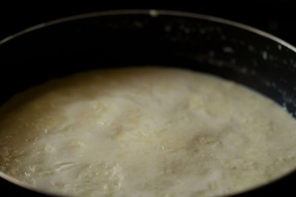 thickened sweetened milk in a pan