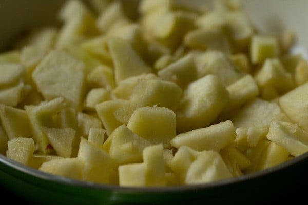 chopped apples for sauce recipe.