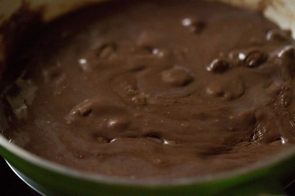 More chocolate has melted in the pan.