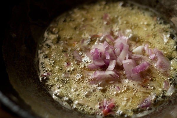 onions added to pan with oil