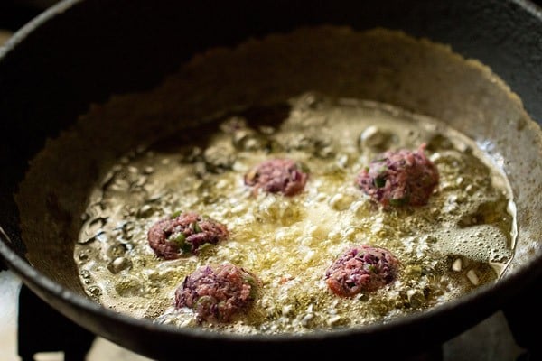 frying veg manchurian balls