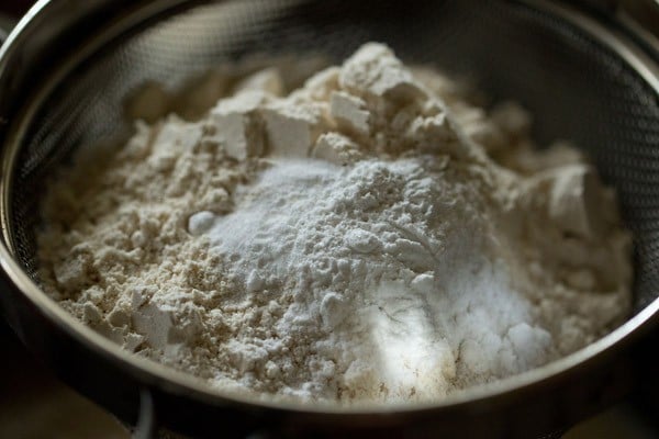 close up shot of dry ingredient mixture for baking recipe