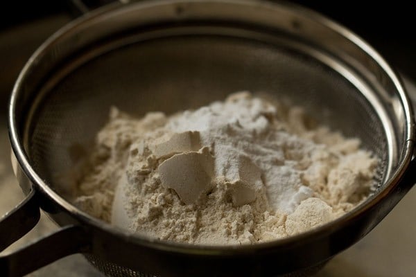 dry ingredients in sieve