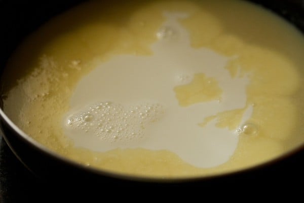 milk added to liquid mixture