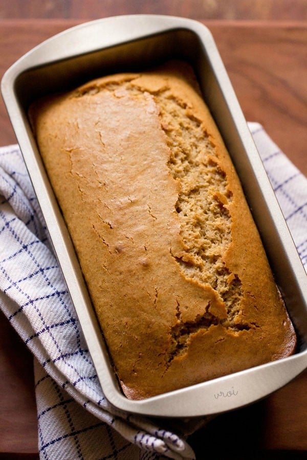 baked pound cake in loaf pan