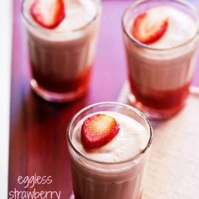 strawberry mousse, eggless strawberry mousse