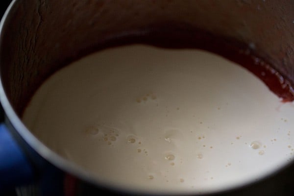 chilled cream added to the blender with the strawberry puree. 