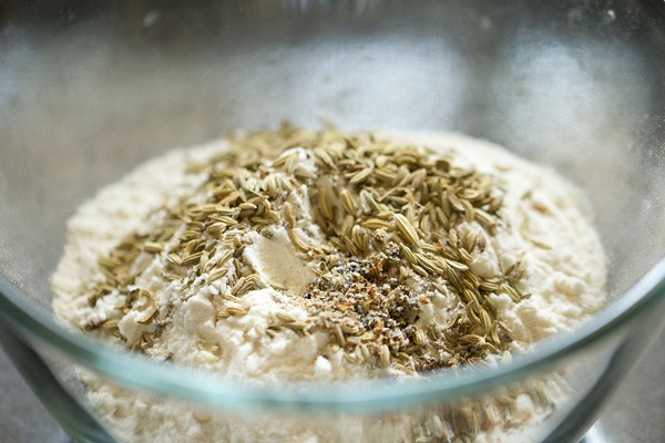 dry ingredients for malpua batter in a bowl