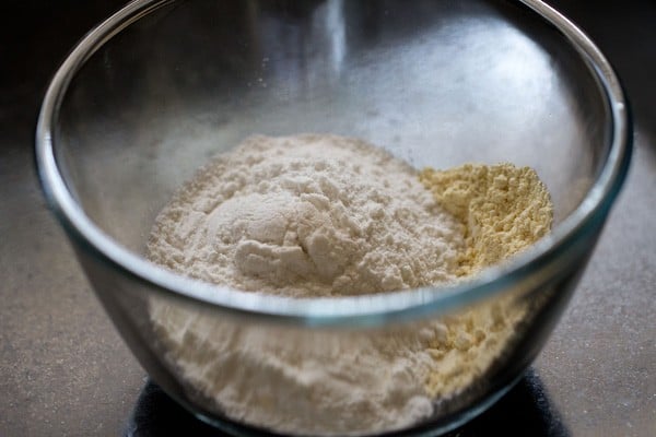 flours and corn starch in a bowl.