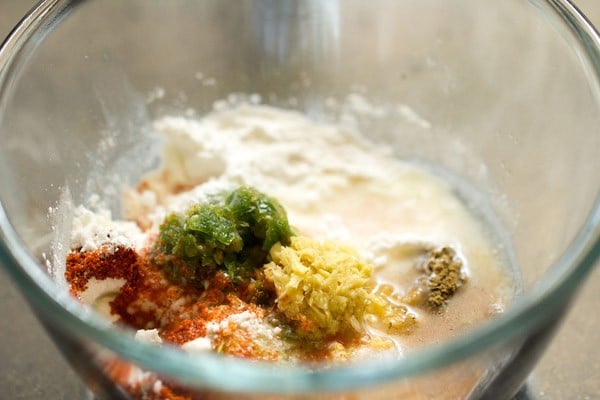 water added to the spices and flour mixture.