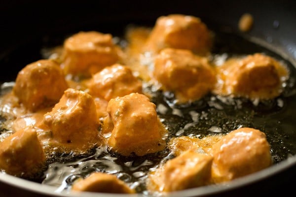 frying paneer for paneer 65 recipe.