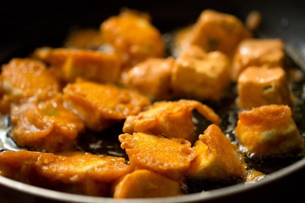 frying paneer for paneer 65 recipe.