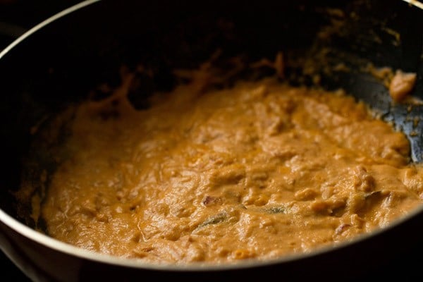 tomato cashew paste mixed with the sautéed onions