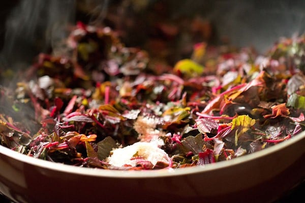 salt for red amaranth sabzi