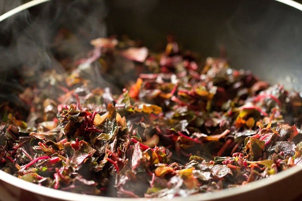 stir red amaranth sabzi