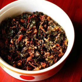 tambdi bhaji recipe, red spinach recipe, goan red amaranth sabzi recipe