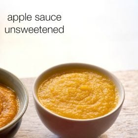 applesauce served in a white bowl with text layover.