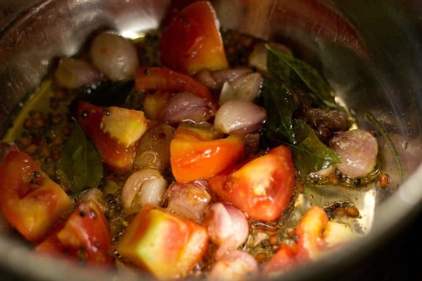 chopped tomatoes added to pan. 