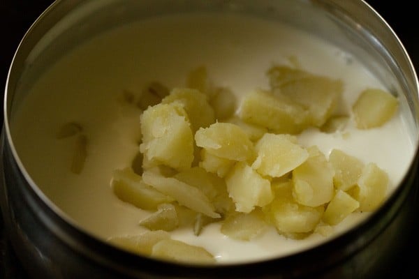 potatoes added to curd