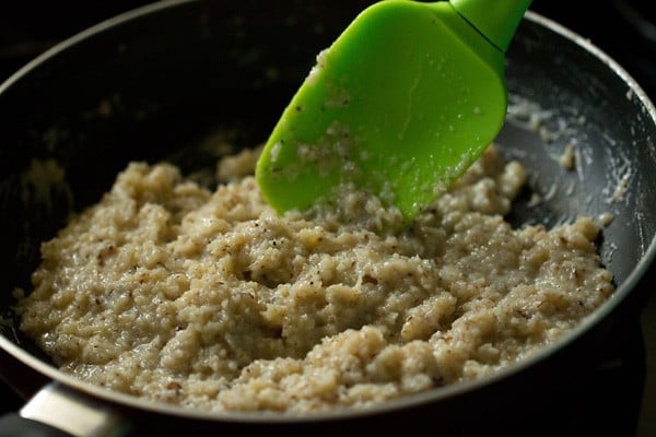 stirred coconut ladoo mixture