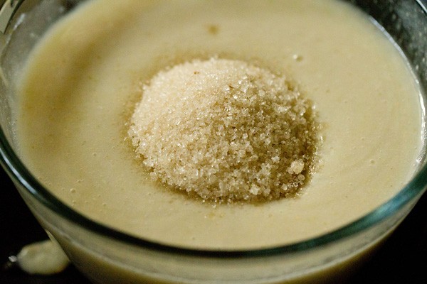 sugar added to the strained guava juice mixture. 