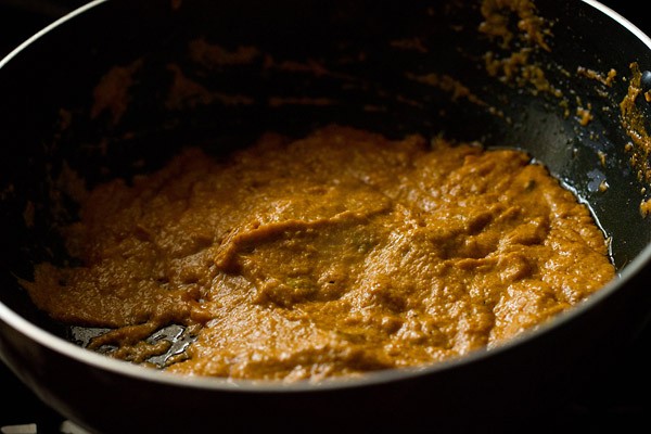 sauteing matar masala