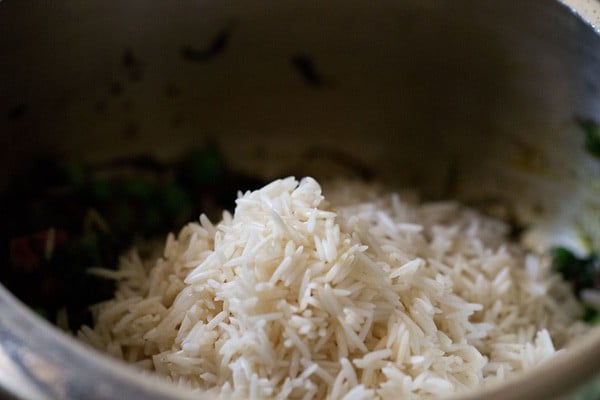 rice added to pressure cooker