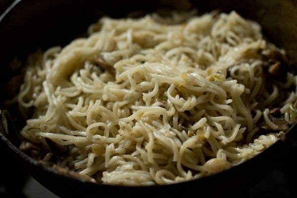 stirred and tossed mushroom noodles 