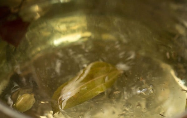 whole spices added to boiling water