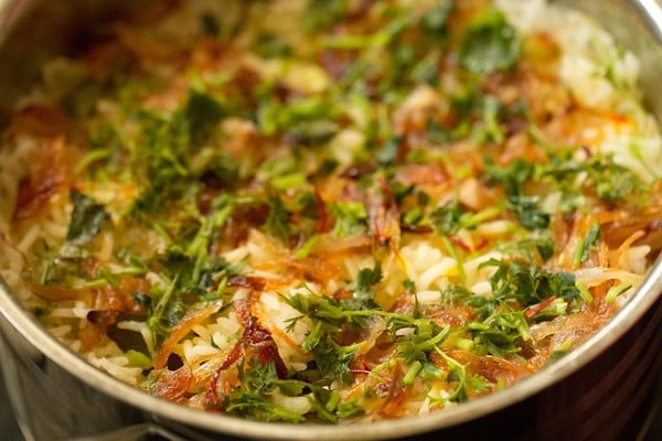 receita de paneer biryani cozida